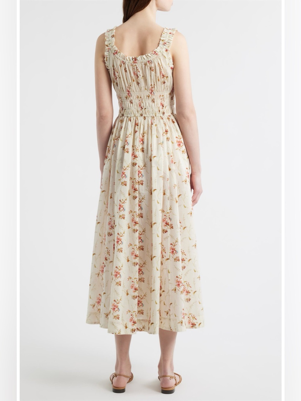 Doen Emmaretta Floral Shirred Organic Cotton Voile Dress, XS S M L - Picture 2 of 9